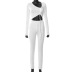white long-sleeved drawstring top and pants two-piece set  NSCBB119691