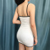 low cut stitching solid color short sheath dress NSBLS119694