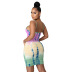 summer print sling backless wrap chest slim dress  NSXLY119741