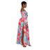 Printed Casual one-shoulder Long Sleeve hollow drawstring slit Dress NSXLY119747
