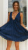 V-neck front and rear drawstring irregular dress NSJKW119776