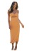 vestido lencero ajustado de color liso con escote en V y sin cintura NSJKW119786