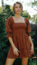 solid color mid-length sleeve short dress NSJKW119804