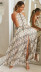 sleeveless lace-up print slit full-length dress NSJKW119817