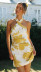 patterns print halterneck backless dress NSJKW119819