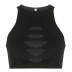 solid color hollow cropped round neck vest NSRUI119885