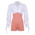 contrast color zipper stitching lapel shirt jumpsuit NSRUI119900