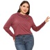 plus size solid color round neck long-sleeved top NSWCJ119972