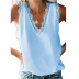 summer solid color lace stitching V-neck loose vest  NSLGY119975