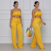 yellow sleeveless Tube Top vest and high-waist pants Two-piece Set NSXLY120002