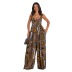 sleeveless print low-cut backless loose wide-leg sling jumpsuit NSXLY120003