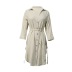 vestido de manga media con abertura y solapa con cordones de botones de algodón y lino NSONF120044
