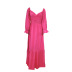 puff sleeve low-cut slim large swing solid color dress NSONF120053