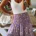 Elastic large swing High Waist flower print Skirt NSONF120074