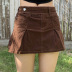 retro brown high waist denim casual pleated skirt NSSSN120077