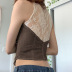 sexy brown sleeveless lace stitching low-cut round neck breasted camisole  NSSSN120078
