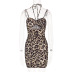 Leopard Print Slip Wrap chest Dress NSBLS120081