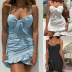 solid color sling low-cut package hip tight short ruffled dress  NSZY120102