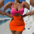 sexy color a juego hueco escotado plisado paquete hip sling vestido NSZY120114