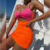 sexy color a juego hueco escotado plisado paquete hip sling vestido NSZY120114