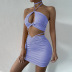 solid color halterneck hollow vest and tight skirt two-piece set NSZY120117