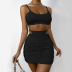 summer solid color camisole and pleated tight skirt two-piece set  NSZY120118