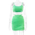 summer solid color camisole and pleated tight skirt two-piece set  NSZY120118