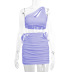 solid color slanted one-shoulder vest and hollow package hip skirt two-piece set NSZY120119