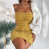 vestido ajustado a la cadera con paquete de costura en el pecho envuelto sin mangas amarillo de verano NSZY120120