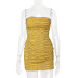 vestido ajustado a la cadera con paquete de costura en el pecho envuelto sin mangas amarillo de verano NSZY120120