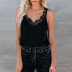 sling loose v neck casual solid color lace vest NSQSY120234
