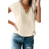 short sleeve v neck loose solid color lace t-shirt NSQSY120235