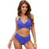 hanging neck backless lace-up wrap chest solid color bikini two-piece set NSQSY120236