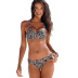 Conjunto de dos piezas de bikini con estampado de leopardo y rayas en el pecho sin espalda con cuello colgante NSQSY120239