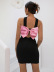 solid color wrap chest hanging neck bow sheath dress NSYI120242