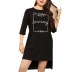 plus size solid color half-length sleeve letter print mid-length dress NSWCJ120248