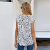 camiseta de manga corta con bordado de costura y estampado de leopardo suelto NSSI120250