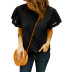 round neck short sleeve hollow loose solid color t-shirt NSSI120252