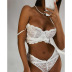 embroidery lace mesh solid color underwear set NSSSW120281