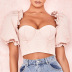 candy color tube top puff sleeve crop slim top NSSSW120282
