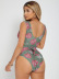 floral print bandage tie hollow one-piece swimsuit NSFPP120417