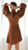 solid color lantern sleeves V-neck tie ruffled dress NSJKW120442