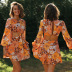 print waistless backless lantern sleeve dress NSJKW120447