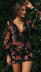 Vestido plisado estampado con cuello en V y mangas farol NSJKW120452