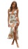 printed suspenders backless lace-up hem slit dress NSJKW120455