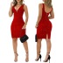 Solid Color/Printed V-Neck Sleeveless Backless Slit Dress NSYF116938