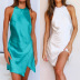 Hanging Neck Lace-Up Backless Sleeveless Solid Color Dress NSJR116949