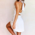 Hanging Neck Lace-Up Backless Sleeveless Solid Color Dress NSJR116949