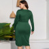 Plus Size V-Neck Slim Long-Sleeved Solid Color Dress NSJR116955