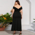 Plus Size Long One-Shoulder Slit Solid Color Dress NSJR116957